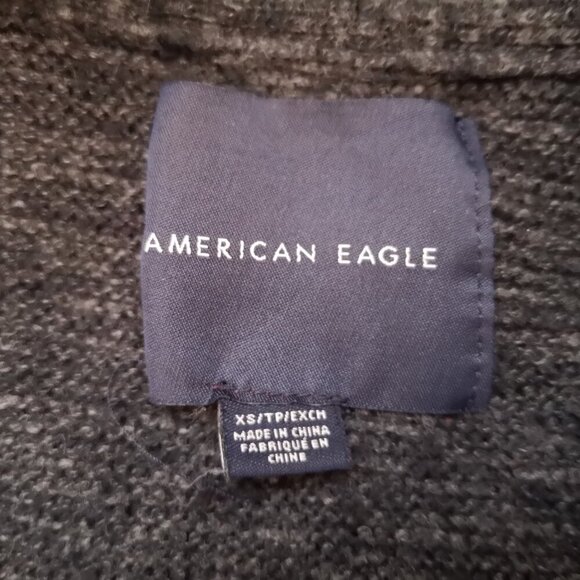 American Eagle Men's Size XS Full Zip Dark Grey Sweater - Picture 3 of 13